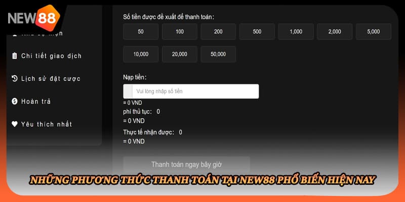 Những phương thức thanh toán tại New88 phổ biến hiện nay